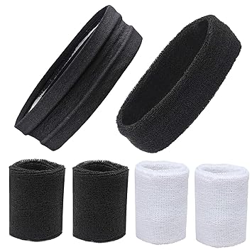 Beelittle Sweatband Set Sports Headband Wristband Terry Cloth ...