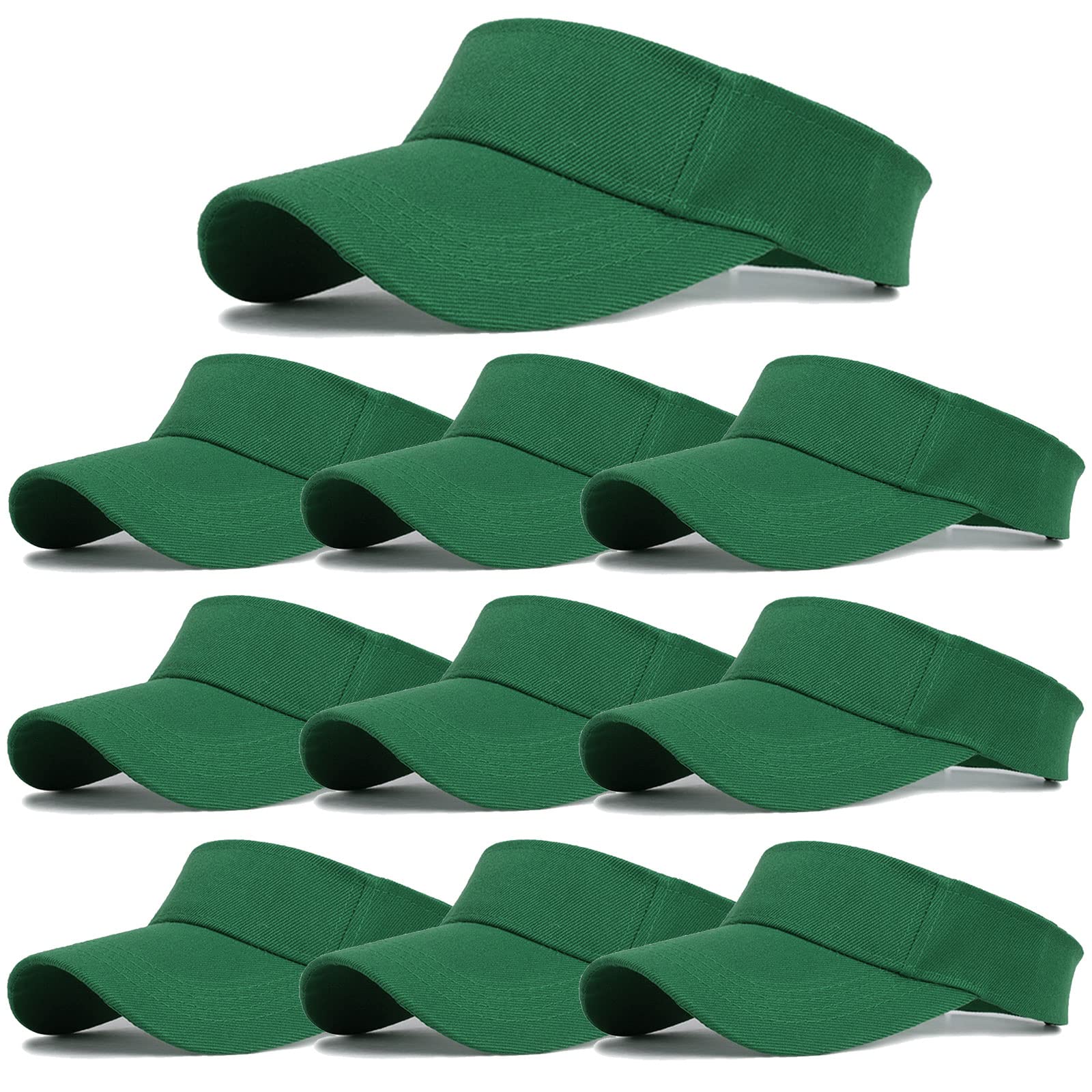 Photo 1 of 10 Pack Men Women Sun Visor Adjustable UV Protection Blank Sun Visor Hats Caps for Beach Pool Golf Tennis Sports (10Pack-Green)