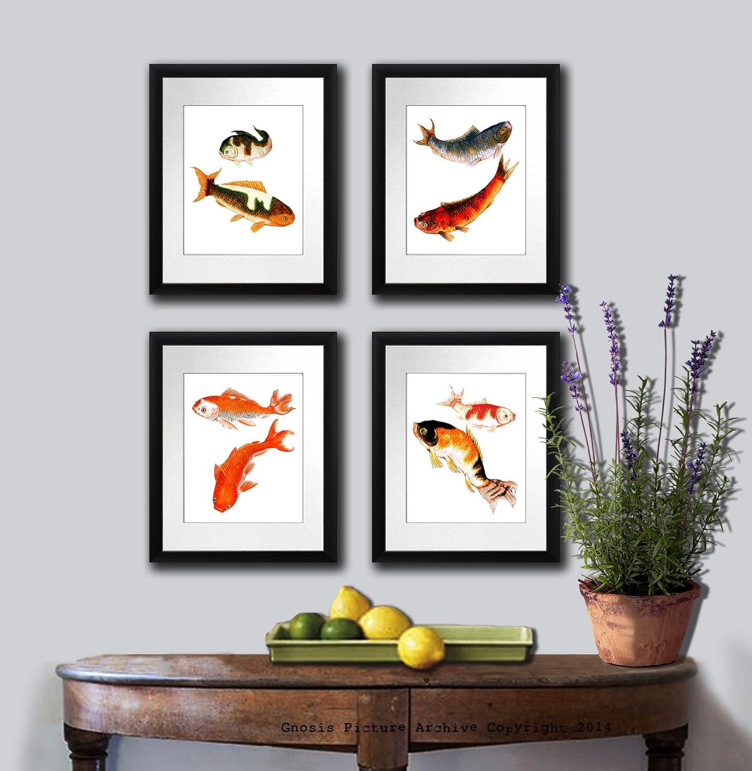 Posters & Prints Home & Kitchen Koi Fish Decor Zen Decor Set of 4 Unframed 8x10 Prints Asian Art