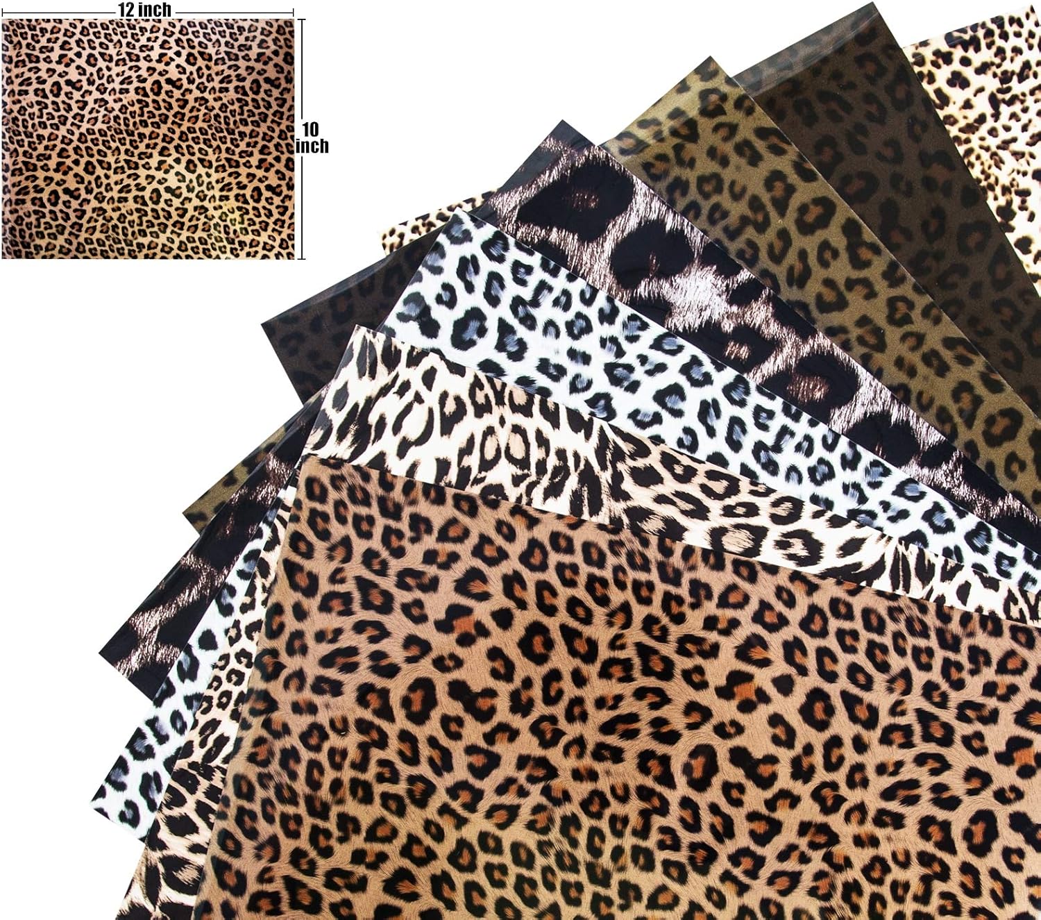 Trooer 7 Sheets 12 x 10 Inch Leopard HTV Heat Transfer Vinyl Wild