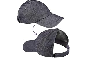 Curl Keeper Badazz Backless Curl Cap, Denim Blue - Open-Back Ponytail Hat Designed for Curly Hair - Flexible Cap Perfect for 