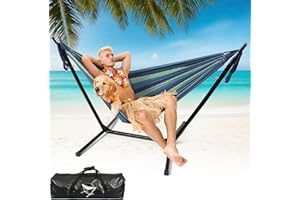 ETICSIPA Hammock with Stand for Outside Indoor Heavy Duty Metal Hammock Holds 600lbs Portable Camping Hammock with Carrying Bag for Patio Beach Backyard