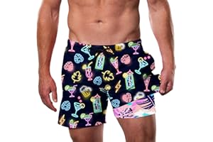Cozople Men's Swim Trunks with Compression Liner 5.5" Inseam Quick Dry Bathing Suit Boxer Brief Lined Swim Shorts Swimwear