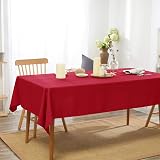 Deconovo Table Cloth 137x274cm Red Water Resistant Oxford Polyester view 2