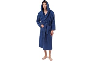SIORO Mens Hooded Terry Cloth Robe, Big and Tall Bathrobe, Full Length Cotton & Absorbent Robe for Spa, Shower & Sleepwear