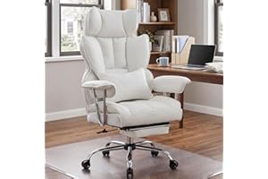Efomao Desk Office Chair 400LBS, Big High Back PU Leather Computer Chair, Executive Office Chair with Leg Rest and Lumbar Sup