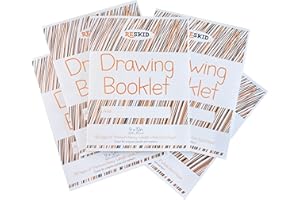Reskid Drawing Paper Booklet (9 x 12 inches) - 48 Page, 5-Pack - Kids Drawing Paper Booklet, Coloring Art Booklet for Kids, Toddler Sketch Pads for Ages 3+