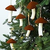 Vertintong 6 Pcs Christmas Mushroom Ornaments 5 Inch/3.5 Inch Nature Christmas Ornament Woodland Toadstool Decorations Rustic Velvet Covered Mushroom Decor for Hanging Xmas Trees Wreaths Holiday Party