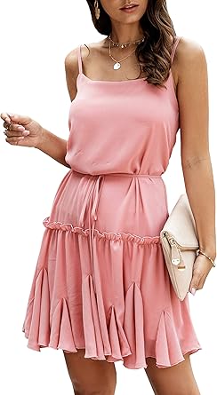 pink spaghetti strap mini dress