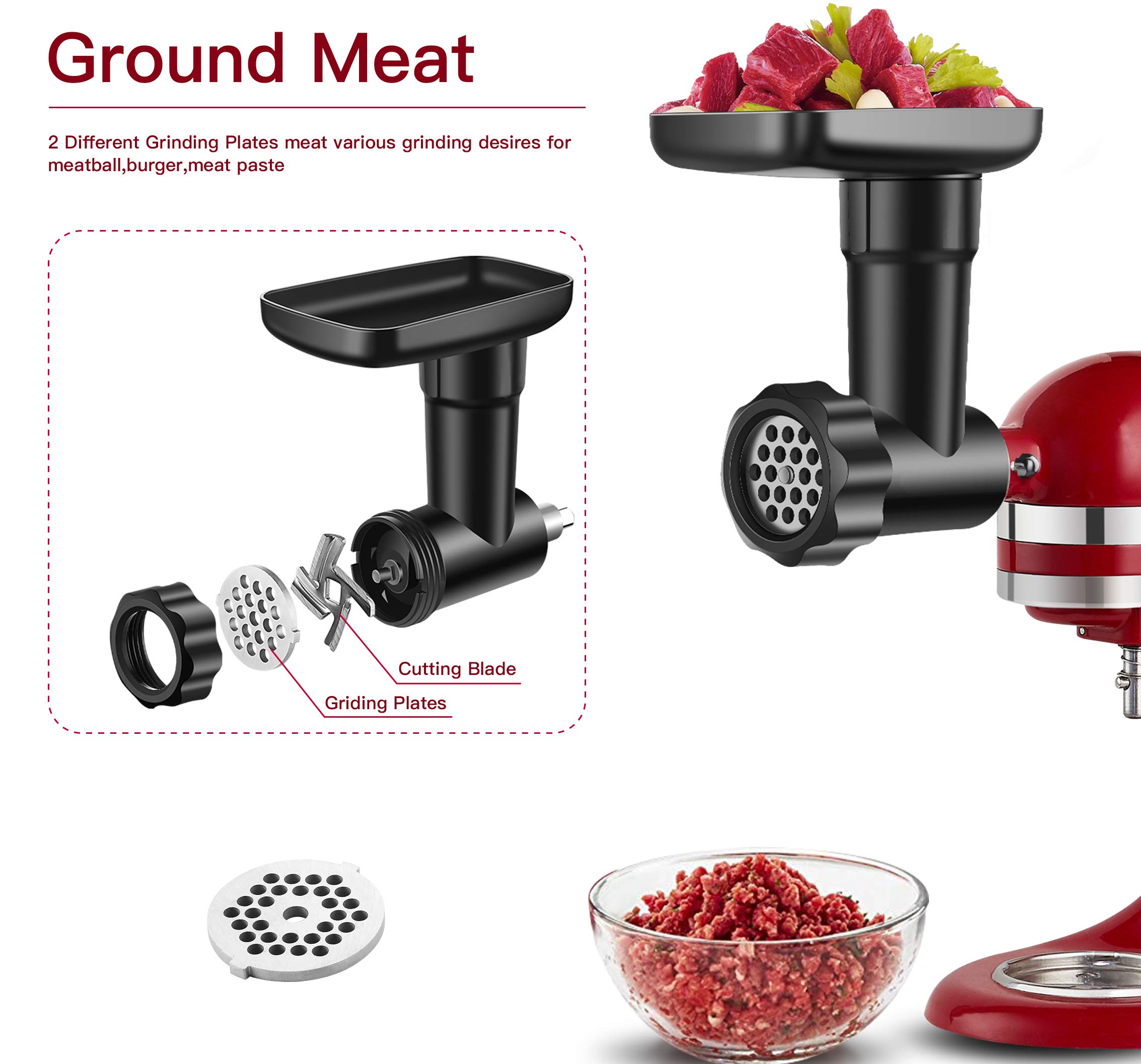 GVODE Fruit and Vegetable Attachment Strainer Set with Meat Grinder for Kitchenaid, Fruits Jucier Vegetables Strainer Attachement, For Kitchenaid Mixer Attachments(Black)