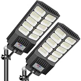 XCQMHF Solar Street Light Outdoor Waterproof Pole Led Solar Lights for Yard | High Liumen Outdoor Solar Flood Light for Parking Lot,Security Street Lights Solar Powered for Parking Lot Garden &amp; Walkway