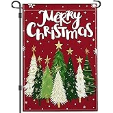 Aroxtms Merry Christmas Tree Garden Flags for Outside 12x18 Double Sided Small Christmas Decorations Outdoor Garden Flag Winter Xmas Holiday Yard Signs Decor