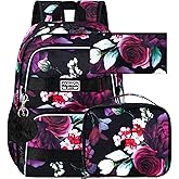 ZLYERT 3Pcs Backpack for Girls Boys, 17 Inch School Bookbag with Lunch Box, Durable Laptop Backpacks Set for Teens College