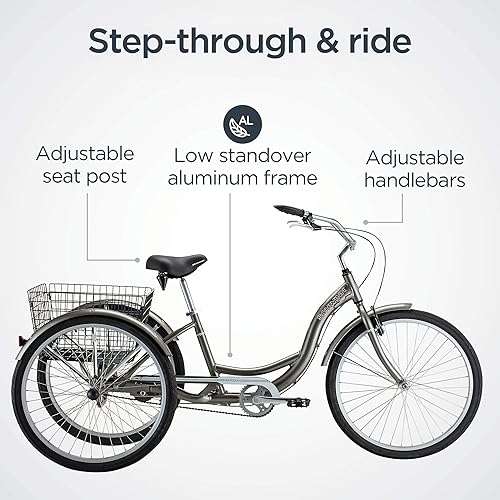 Schwinn Meridian Adult Tricycle Bike, Mens and Womens Three Wheel