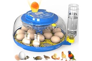 WONEGG 18 Eggs Incubator for Hatching Eggs with Automatic Egg Turning and Humidity Control, Egg Candler, External Water Bottle Refill, Hatch Days Display, 360° Clear View, for Chicken Duck Goose Quail Birds