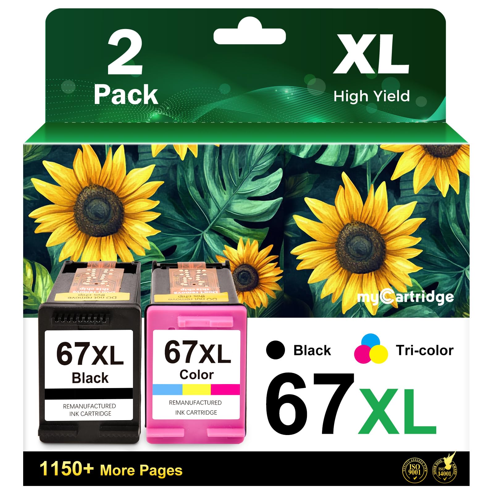 Photo 1 of 67XL Ink Cartridge Black/Color Combo Pack Replacement for HP Ink 67 67XL Printer Ink Works for HP DeskJet 2700e 2755e 2700 4155e 4155e 4100 4100e 2755 2700e 2734e 2752e Envy 6055e 6000 6455e Printer