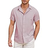 Men’s Short Sleeve Button Down Shirt Casual Stylish Lightweight Beach Shirt for Men Summer Vacation Dress Shirts