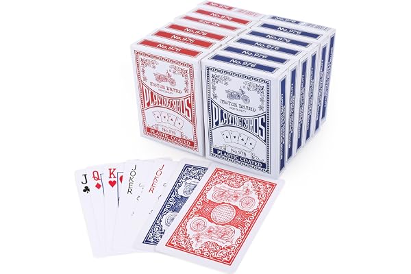 LotFancy Playing Cards, Poker Size Standard Index, 12 Decks of Cards (6 Blue and 6 Red), for Blackjack, Euchre, Canasta Card
