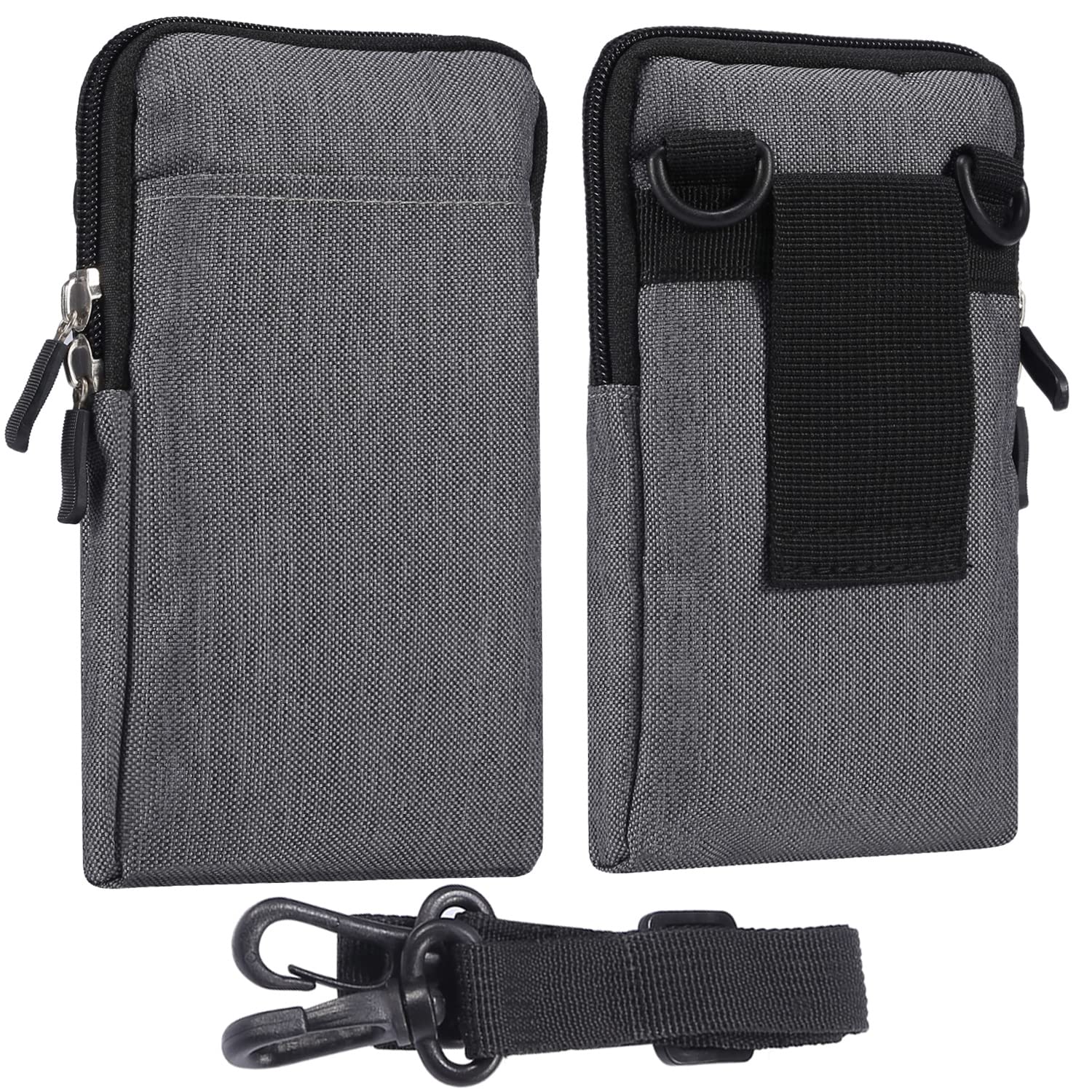 Universal Cell Phone Belt Clip Holster Gray, Small Cellphone Belt Clip Case Men, 7.2" Mini Shoulder Crossbody Bag Phone Purse Wallet Card Slots Outdoor Mobile Phone Waist Carrying Case Pouch Pocket