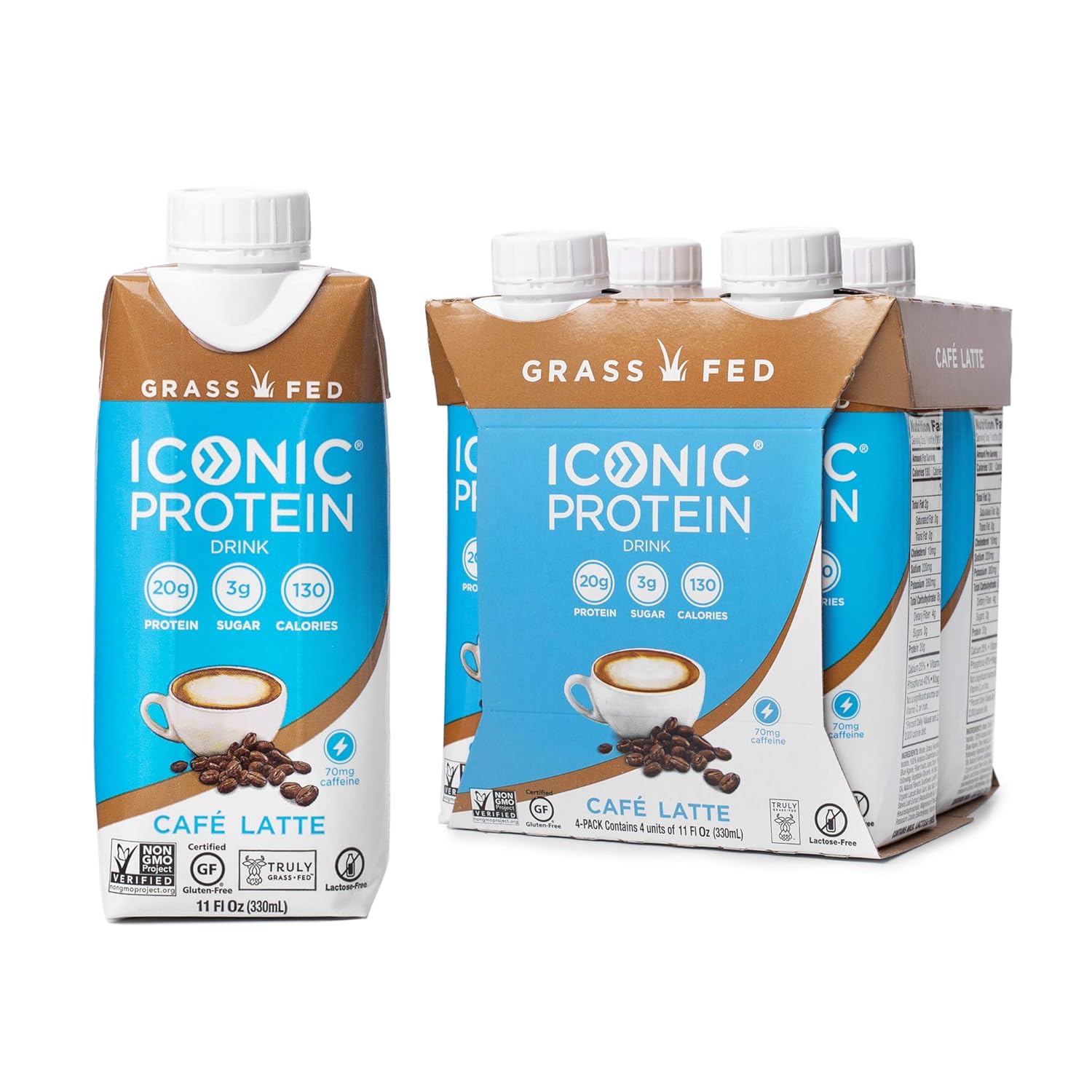 Amazon.com : ICONIC Protein Drinks, Café Latte (4 Pack) | Low Carb