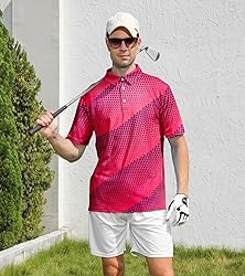 uideazone Mens Golf Shirts Dry Fit 3D Pink Fushcia