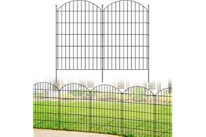 FOREHOGAR Metal Garden Fence 42in (H) x 23.3ft (L), 10 Panels + 11 Stakes Dog Fence Border Fence Animal Barrier, No Dig Garden Fencing for Yard Flower Bed Lawn Patio Outdoor, CTW4210 Black