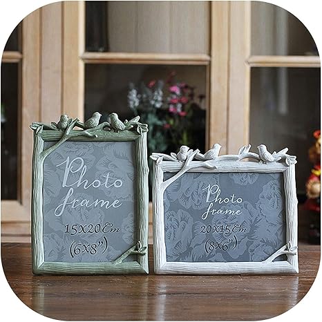 Amazon Co Jp レトロな装飾工芸フォトフレームクリエイティブレジン バード ツリー 額縁 ヴィンテージフォトフレーム結婚式ホームデコレーションオーナメントギフト ホワイト縦長 6インチ ホーム キッチン
