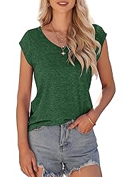 AUSELILY Womens Cap Sleeve T-Shirt Casual Loose Fit