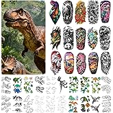 Dinosaur Tattoos for Kids,77 Sheets Dinosaur Tattoo Stickers,Temporary Tattoos for Kids Realistic Waterproof,Fun Body Art Party Supplies
