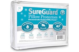 SUREGUARD MATTRESS PROTECTORS Set of 2 Standard Size SureGuard Pillow Protectors - 100% Waterproof, Bed Bug Proof, Hypoallergenic - Premium Zippered Cotton Terry Covers