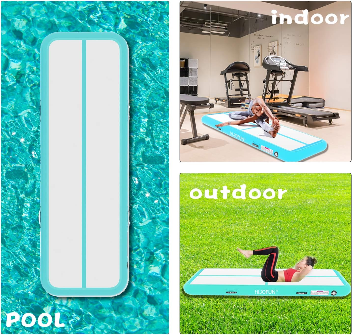 HIJOFUN Premium Air Track 10ft 13ft 16ft 20ft Airtrack Gymnastics Tumbling Mat Inflatable Tumble Track with Electric Air Pump for Home Use/Gym/Yoga/Training/Cheerleading/Outdoor/Beach/Park : Sports & Outdoors