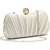 RNIEGA Small Clutch Purses for Women Evening Bag Pleated Satins Clutch Purse Luxury Handbags for Wedding Party