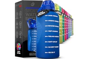 YOU GOT THIS LIVING Motivational Water Bottle with Time Marker,Half Gallon Water bottle with Straw 64 oz/2.2L Gym Water Bottle, Achieve All-Day Hydration SpillProof, BPA FREE