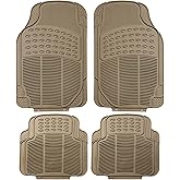 FH Group Automotive Floor Mats - Heavy-Duty Rubber Floor Mats for Cars, Universal Fit Full Set, ClimaProof Floor Mats, Trimmable Floor Mats For Most Sedan, SUV, Truck Floor Mats Beige