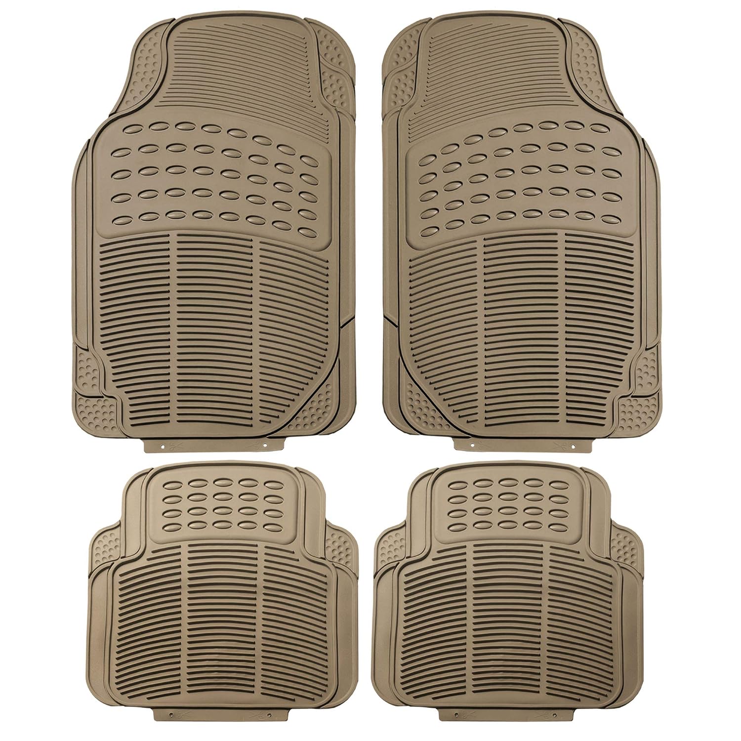 Best Floor Mats Reviews FH Group F11305BEIGE Tan All Weather Floor Mat, 4 Piece (Full Set Trimmable Heavy