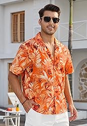 HISDERN Mens Short Sleeve Hawaiian Shirts Casual