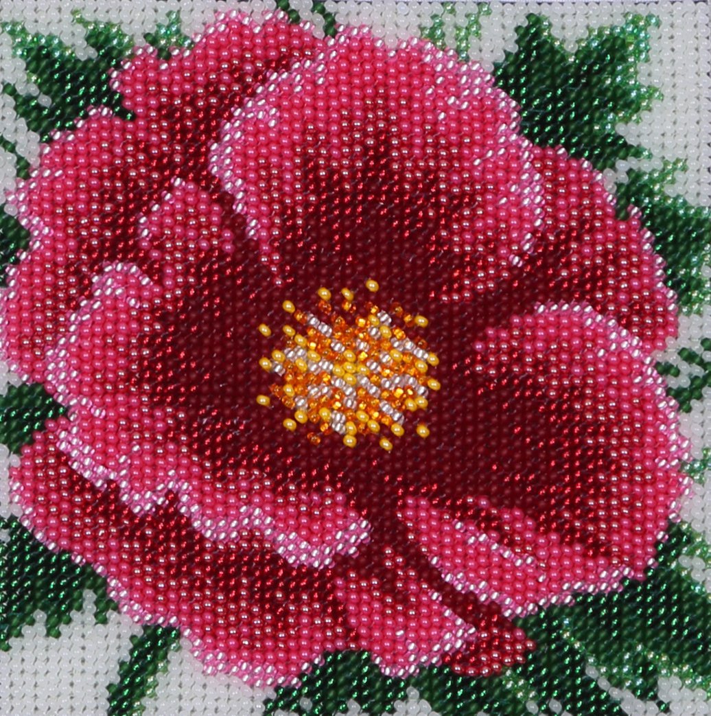 "Chinese Rose"; Bead Embroidery kit; Beaded Cross Stitch; Contemporary Embroidery; 100% Glass Seed Beads Preciosa; Needlepoint; Handcraft; Tapestry kit; Needle Arts; Christmas Gift; Decor
