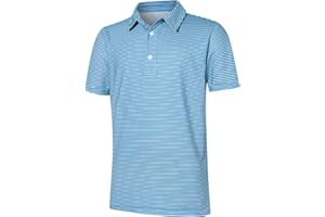 Cuddomper Boys Performance Polo Dry Fit Short Sleeve Golf Stripe Shirt for Active Casual Size 5-14