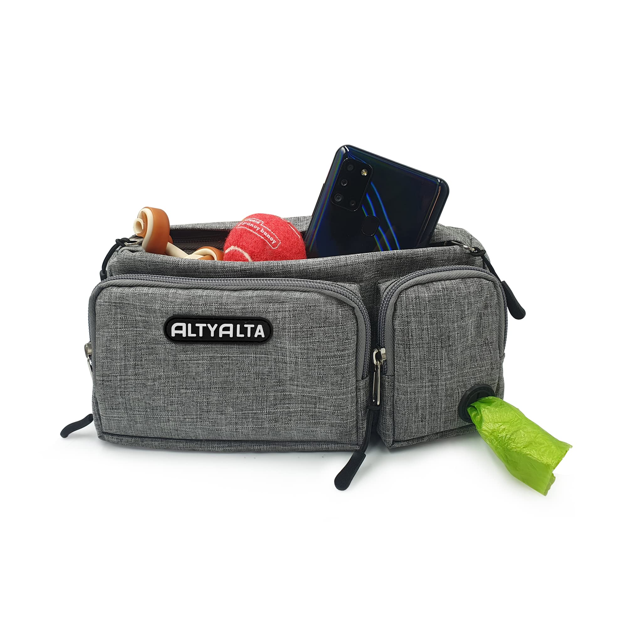 ALTYALTA EZ Dog Walking Bumbags, Dog Training Treat Pouch, Easily for Walking with Dogs, Waste Bag Dispenser, Grey Melange