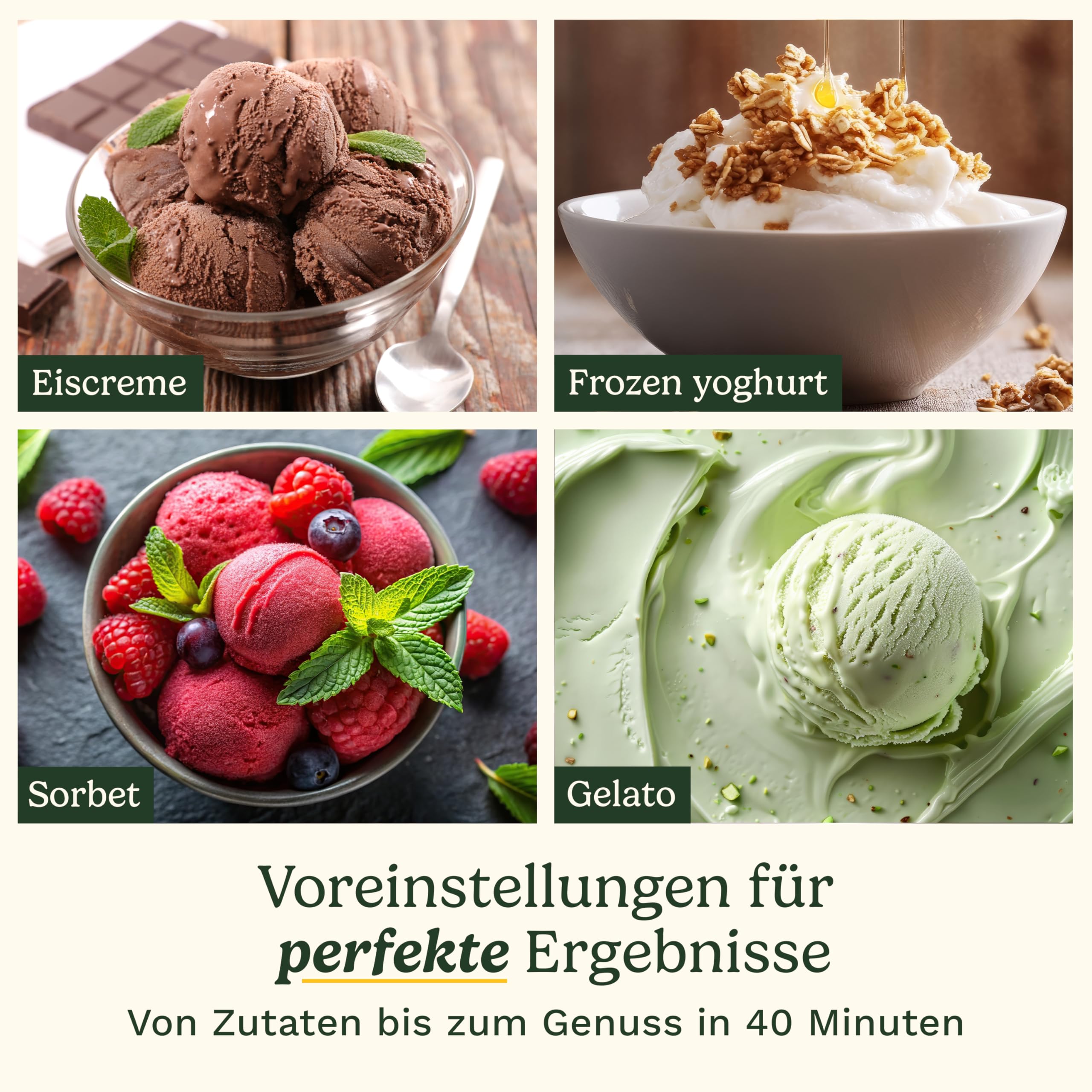 Cuisinart FreezeEase Pro – Selbstkühlende Eismaschine 4 Voreinstellungen | 14 Funktionen | Eiscreme, Sorbet, Frozen Yoghurt, Gelato Kein Vorkühlen nötig | Fertig in 40 Minuten | 90 Min Kühlhaltefunkt 2
