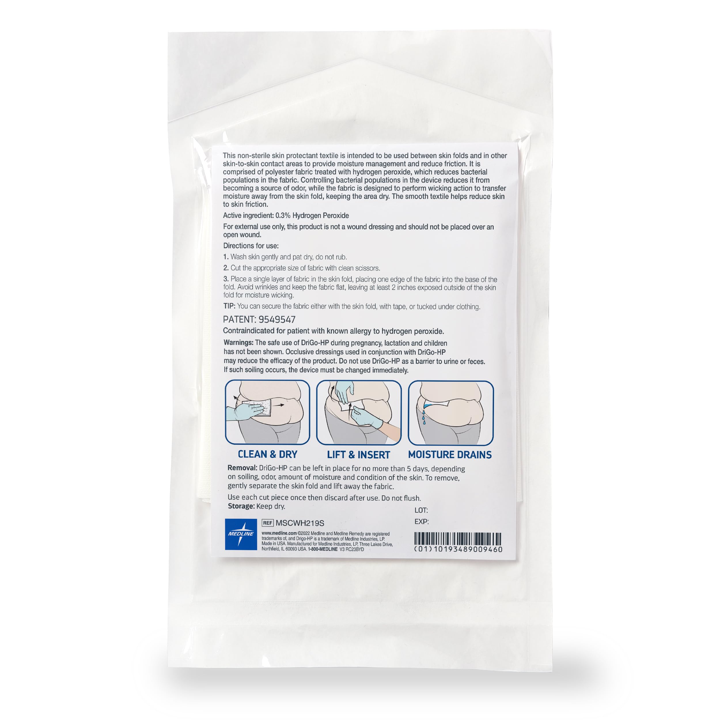 Medline Remedy Specialized DriGo-HP Antibacterial Wicking Sheet, 10