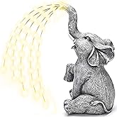 GIGALUMI Solar Garden Decor Upgraded Elephant Statues Outdoor, Birthday Gifts for Women Mom Grandma Senior Elder, Elephant Ornament for Balcony, Garden, Patio, Yard, Lawn (Twinkling Lights Only)