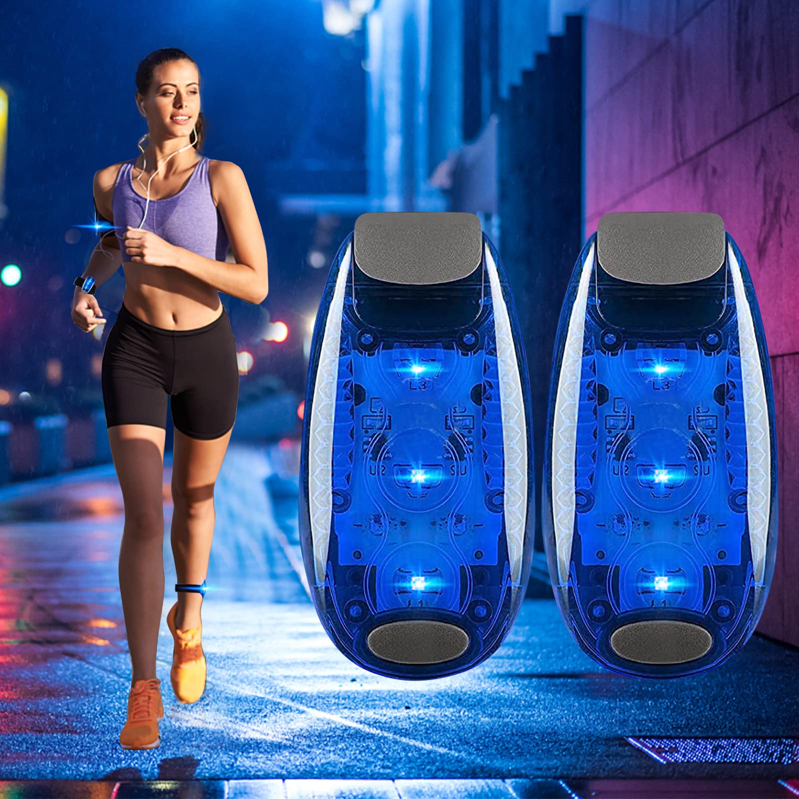 Ceboic LED Safety Lights, 2 Pack Super Bright Clip On Strobe Light High Visibility Bike Tail Light, Running Lights with 3 Lighting Modes for Joggers, Kids, Dogs, Bicycle, Walking (Blue)