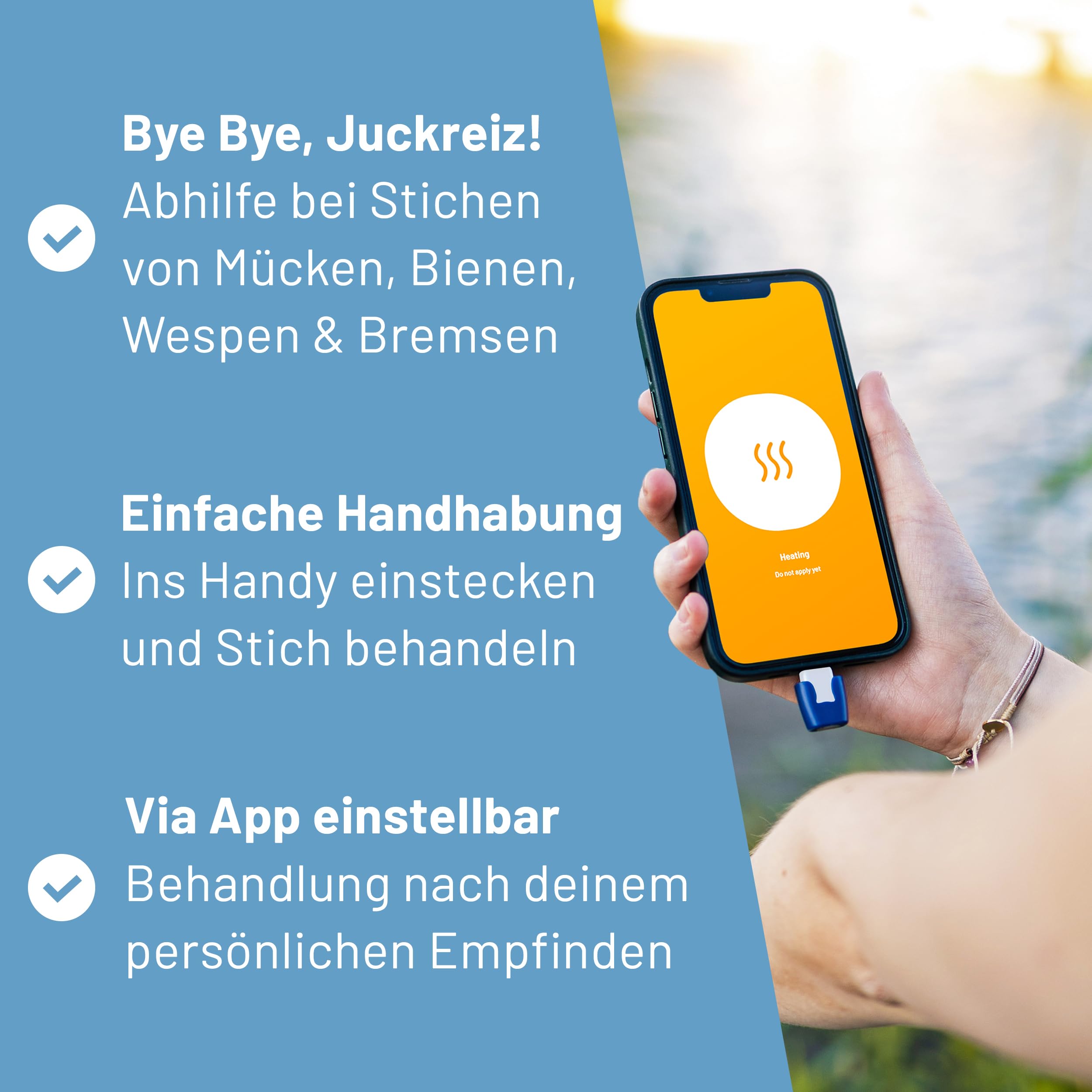 heat it - Insektenstichheiler für dein Smartphone - Chemiefreie Behandlung von Juckreiz & Schmerz mit konzentrierter Wärme - für Android & iPhone 15/16/17 (USB-C) 3