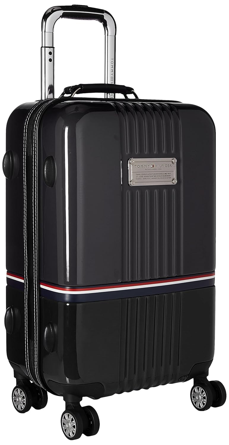 Tommy Hilfiger Duo Chrome 21 Inch Spinner CarryOn Luggage, Gray/Black