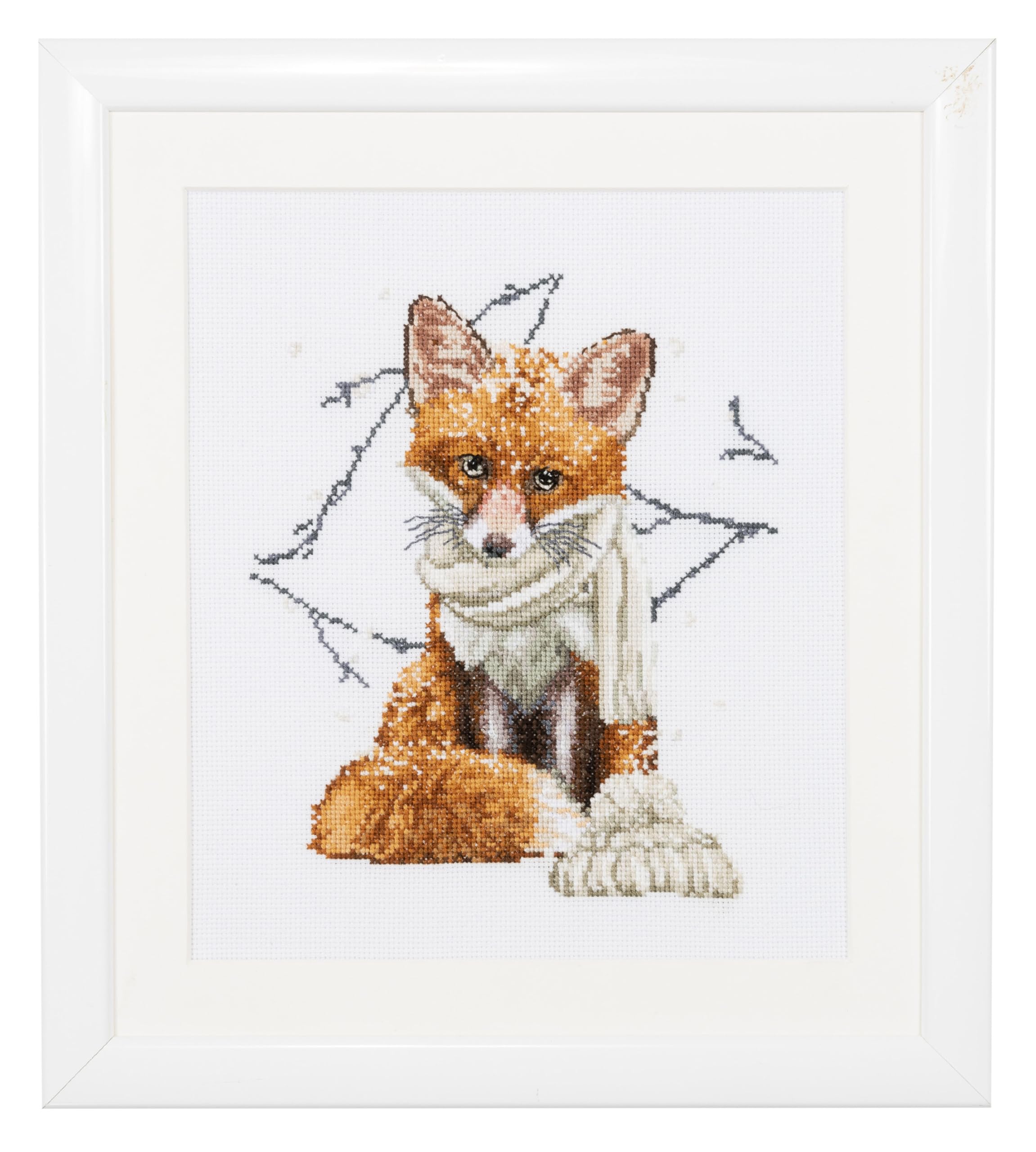 Thea Gouverneur - Counted Cross Stitch Kit - Hey There Foxy Lady - Aida - 16 Count - Embroidery Kit for Adults - DMC Embroidery Threads and Other Cross Stitch Supplies Included - 744A