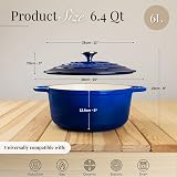 Nuovva Enamelled Cast Iron Dutch Oven Pot 6.4 Qt 28cm Dark Blue Lid view 3