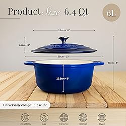 Nuovva Enamelled Cast Iron Dutch Oven Pot with Lid