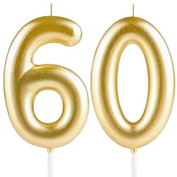Hongplus Metallic Gold Number 60 Birthday Candle