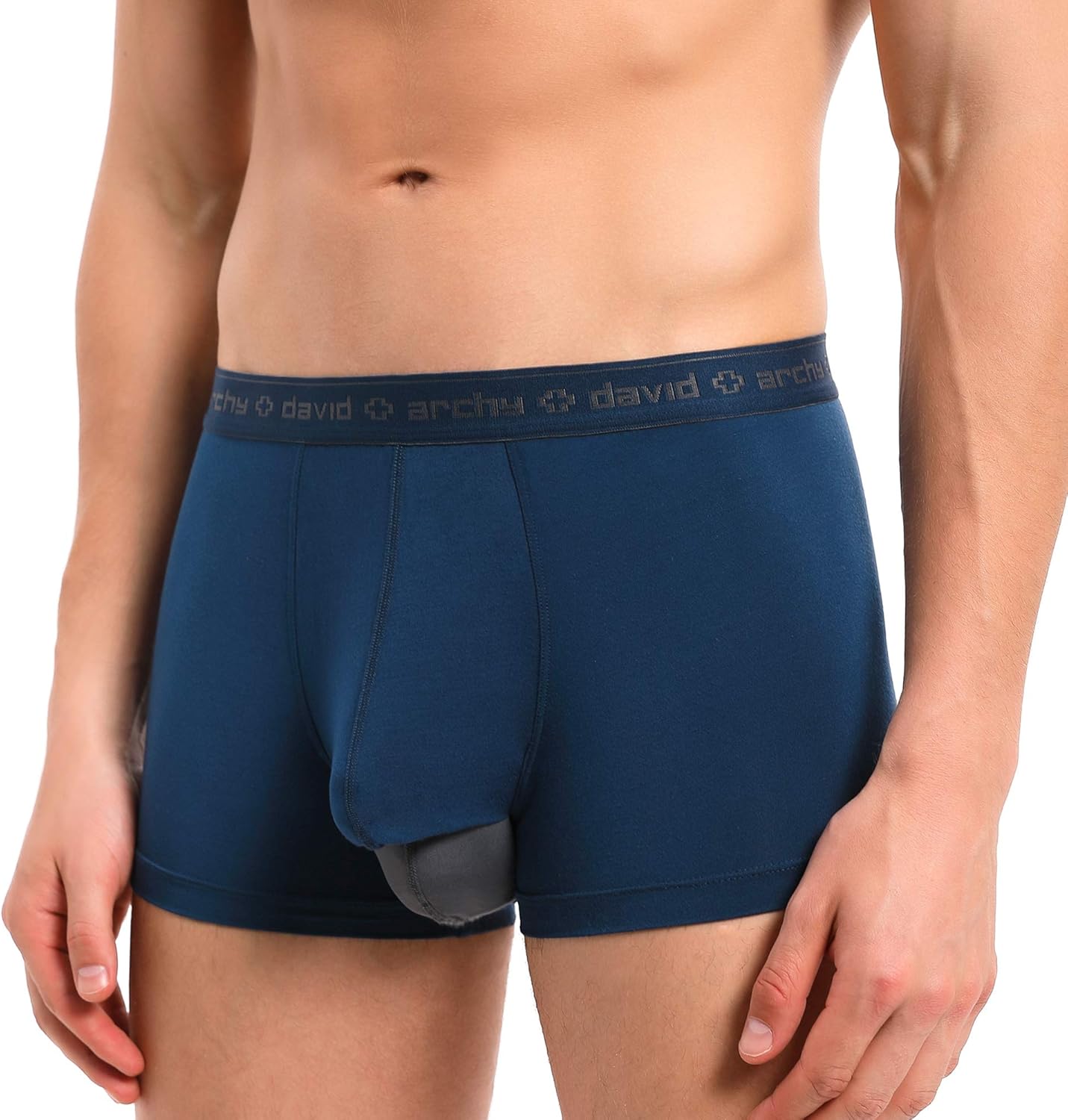 DAVID ARCHY Men's Dual Pouch Underwear Micro Modal Trunks Separate Pouches with Fly 4 Pack: Clothing